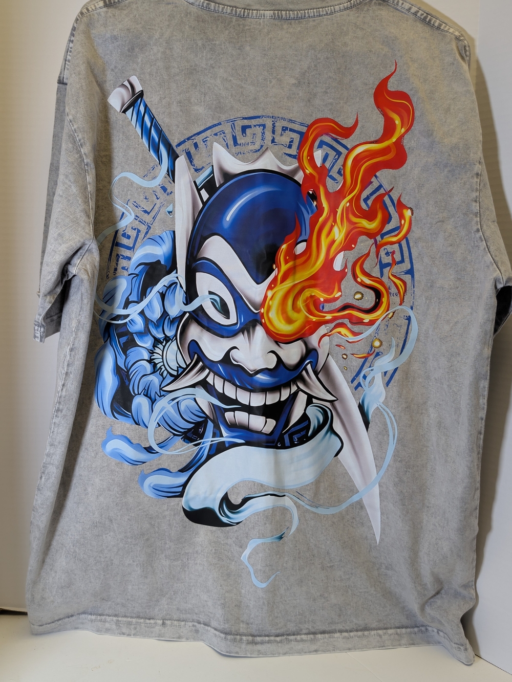 Avatar The Last Airbender Zuko Blue Spirit T-Shirt Heavyweight Gray Acid Washed